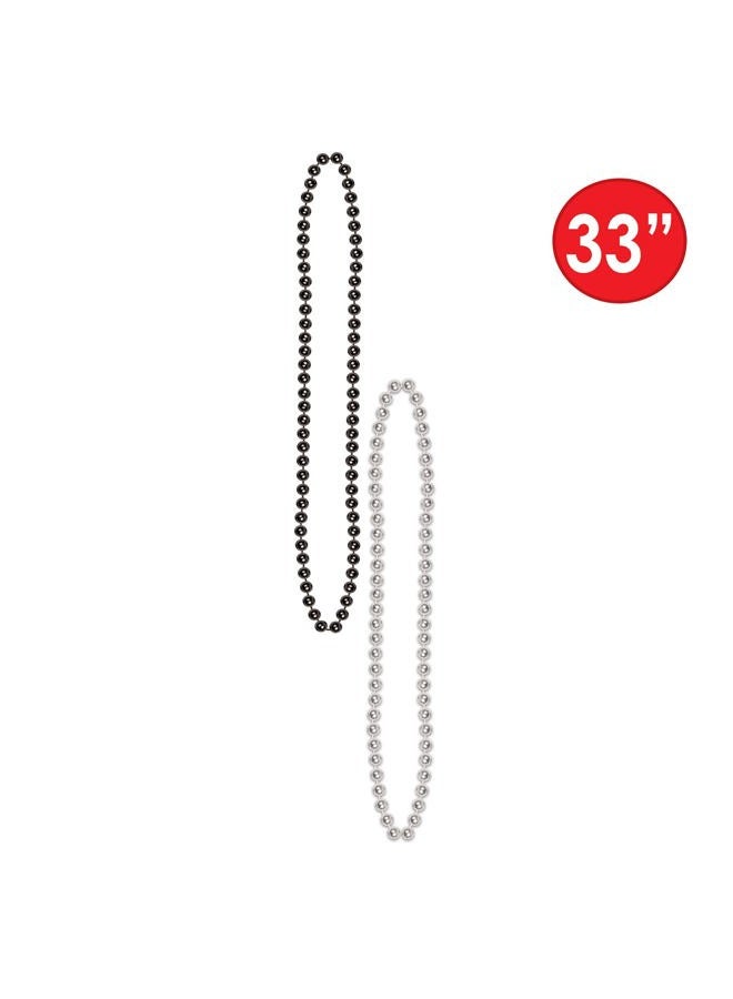 Beistle Black & Silver Party Beads - Small Round - Image 3