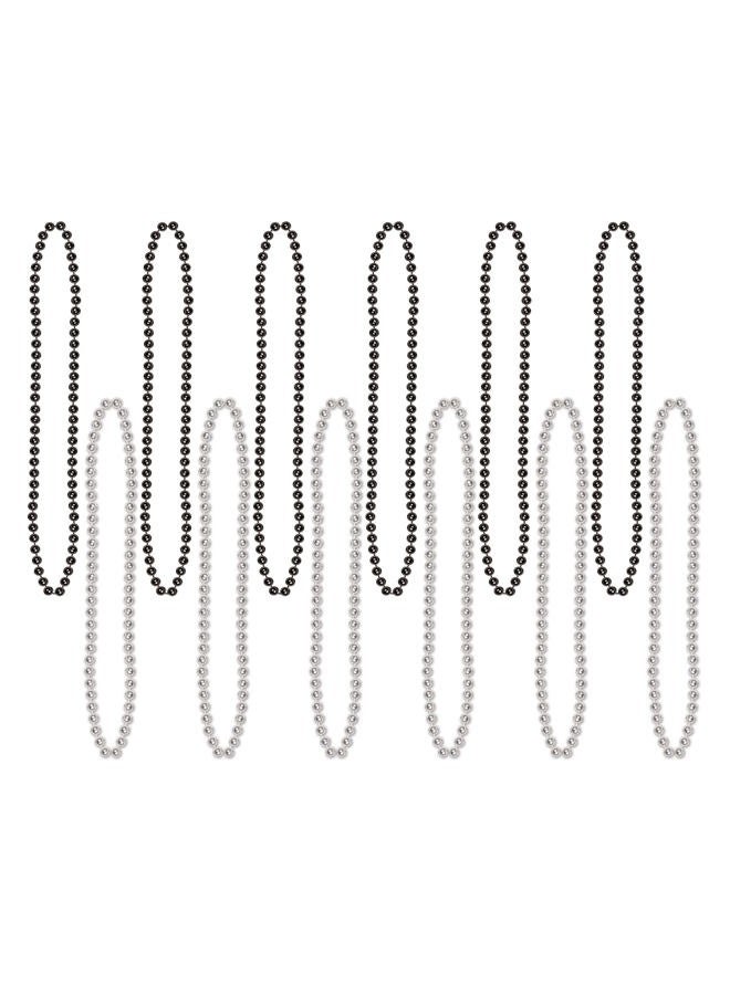 Beistle Black & Silver Party Beads - Small Round - Image 1