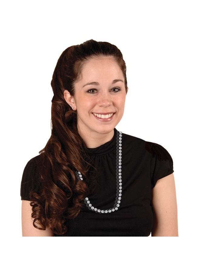Beistle Black & Silver Party Beads - Small Round - Image 2