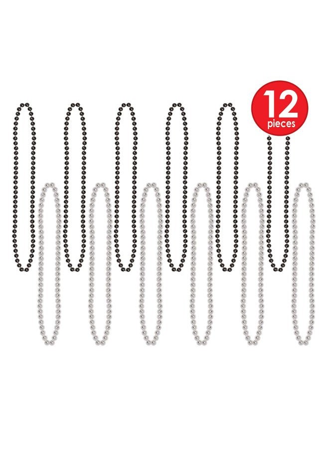 Beistle Black & Silver Party Beads - Small Round - Image 4