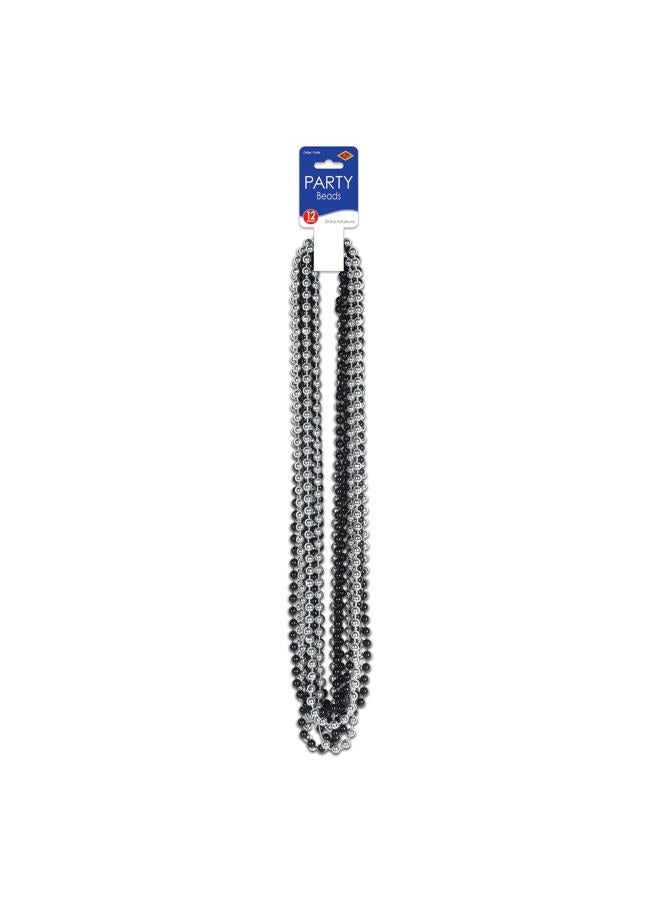 Beistle Black & Silver Party Beads - Small Round - Image 5