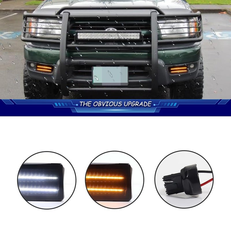 TurningMax For 1999 2000 2002 Toyota 4Runner Front Bumper Inner Turn Signal Lights Smoked Lens TO2530133,TO2531133, 81520-35250,81510-35260 - Image 3