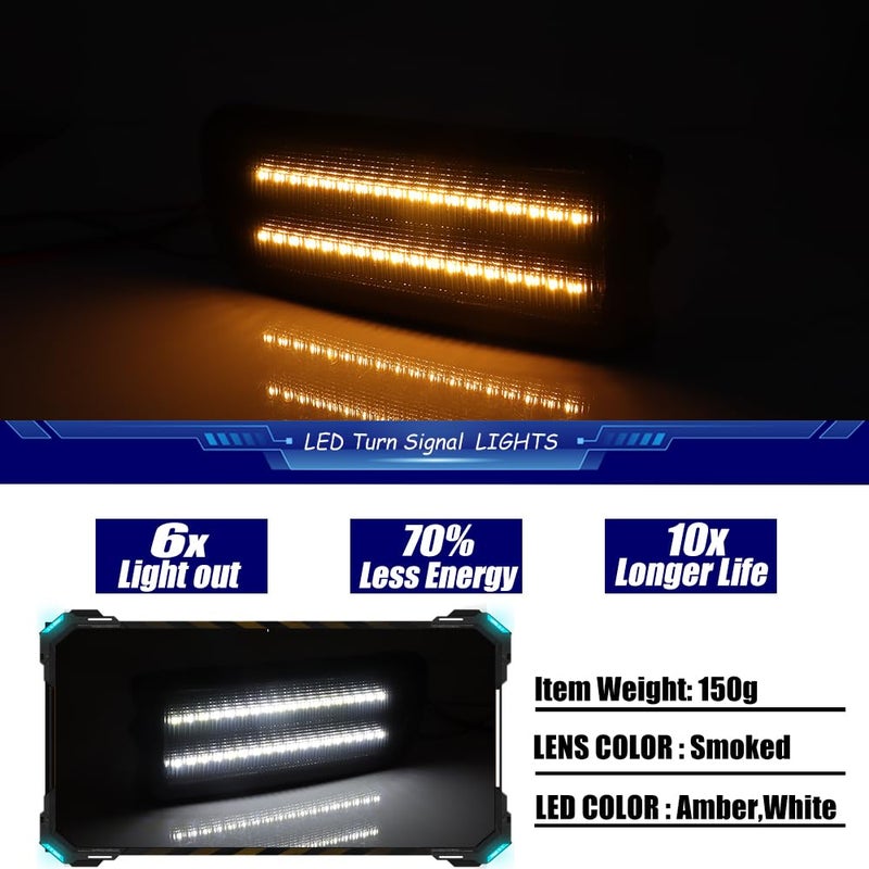TurningMax For 1999 2000 2002 Toyota 4Runner Front Bumper Inner Turn Signal Lights Smoked Lens TO2530133,TO2531133, 81520-35250,81510-35260 - Image 4