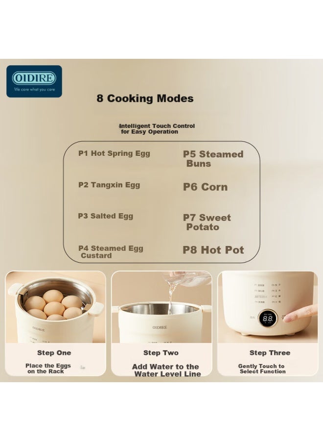 أودير Oidire Egg Cooker Steamer 2-in-1 Electric Cooker Food Steamer Dormitory Breakfast Machine Cooker Chicken Egg Stainless Steel 7 Eggs Odi-zdq26 Steamer - Image 5