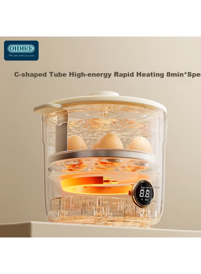 أودير Oidire Egg Cooker Steamer 2-in-1 Electric Cooker Food Steamer Dormitory Breakfast Machine Cooker Chicken Egg Stainless Steel 7 Eggs Odi-zdq26 Steamer - Image 4