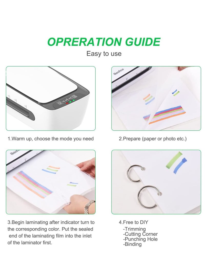 XiuWoo Laminator Machine Set, Laminating for A4/A5/A6, 9 Inches Max Width Thermal Laminator, Quick Warm-Up, Cold and Hot Laminating, with Paper Trimmer Corner Rounder 12 Pouches - Image 5