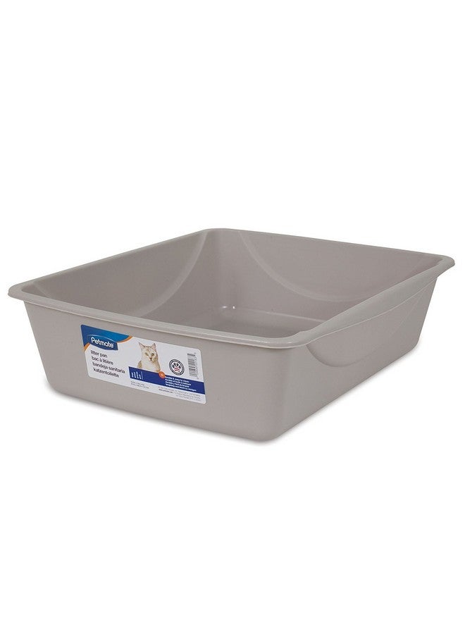 Petmate Open Cat Litter Box; Large Nonstick Litter Pan Durable Standard Box, Grey Great for Small & Large Cats Easy to Clean; Made in USA - Image 1