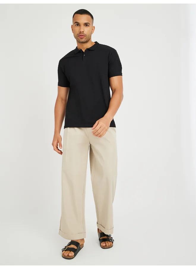 ستايلي Styli Limited Solid Regular Fit Short Sleeve Polo T-Shirt