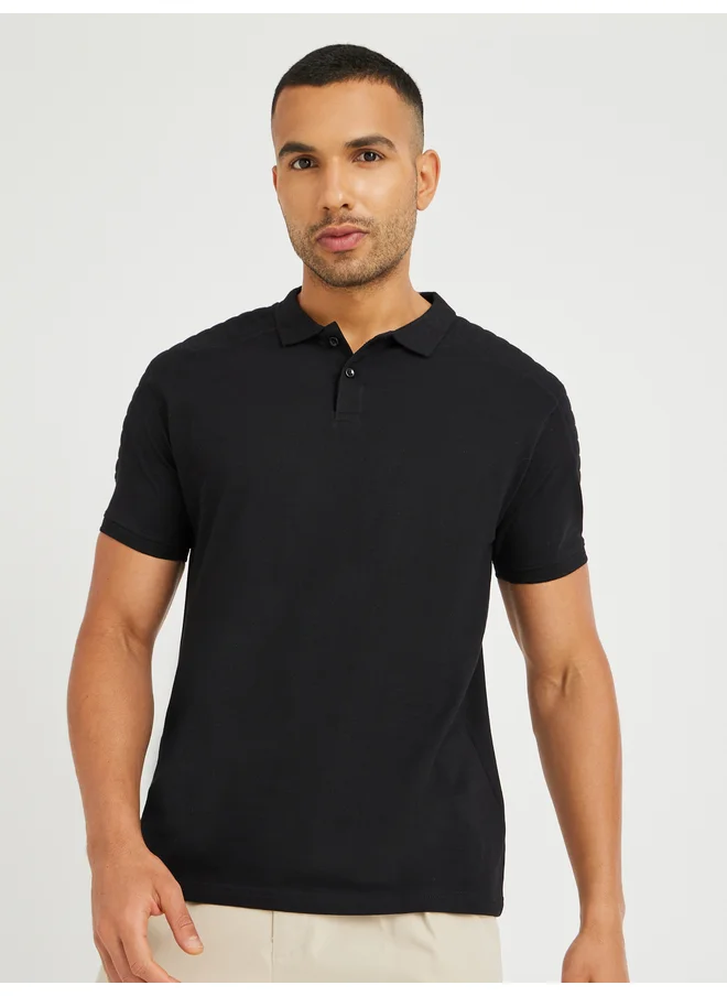 ستايلي Styli Limited Solid Regular Fit Short Sleeve Polo T-Shirt
