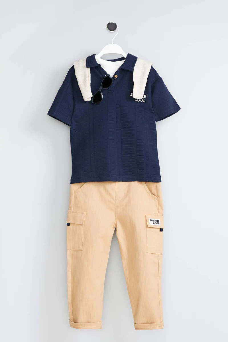 ديفاكتو Baby Boy T-Shirt Gabardine Pants 2 Piece Set