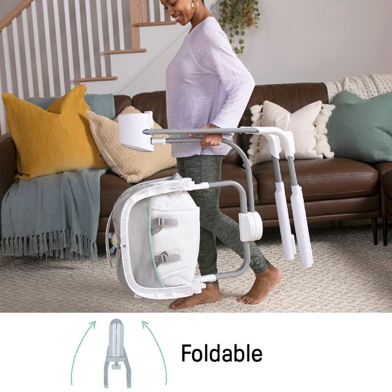 Ingenuity Anyway Sway 5-Speed Multi-Direction Portable Foldable Baby Swing & Infant Seat with Vibrations, Nature Sounds, 0-9 Months 6-20 lbs (Spruce) - Image 5