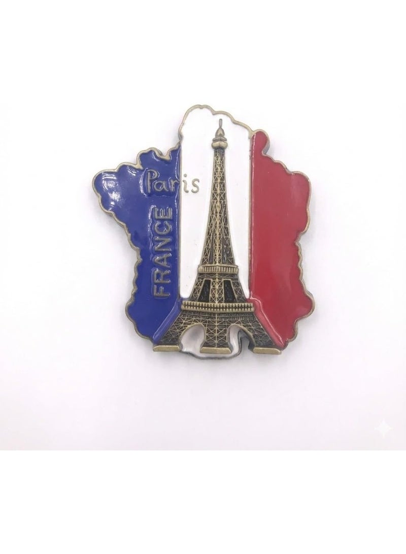 My souq store :France Map & Eiffel Tower Souvenir Fridge Magnet - 3D Metal Travel Memorabilia - Image 1