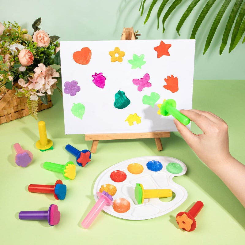 TORINALITAL 12Pcs Paint Stamps for Kids, Sponge Brushes for Painting, EVA Foam Stamps for Early Learning Finger Paint Drawing Crafts and DIY - Image 3