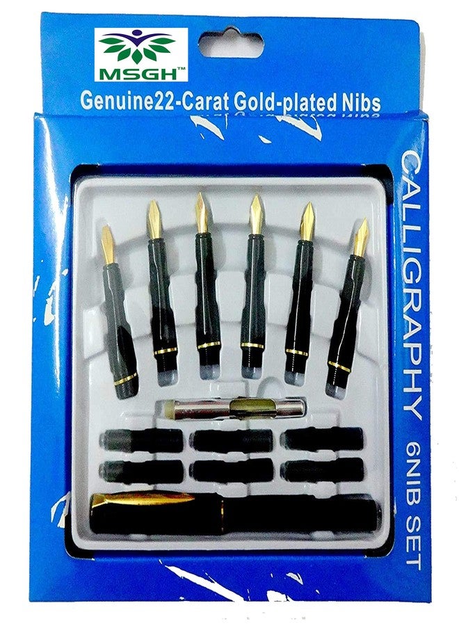MSGH Calligraphy 6 Nib Pen Set,Gold - Image 1