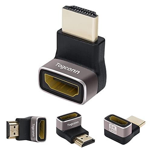 Togconn 8K 90 Degree HDMI 2.1 Adapter 4 Pack, (Up and Down) Right Angle HDMI Male to Female HDMI L-Shaped Connector Extender Support 8K@60Hz,4K@120Hz for Google Chrome Cast, Roku Stick, Wall TV, Laptop and PC - Image 1