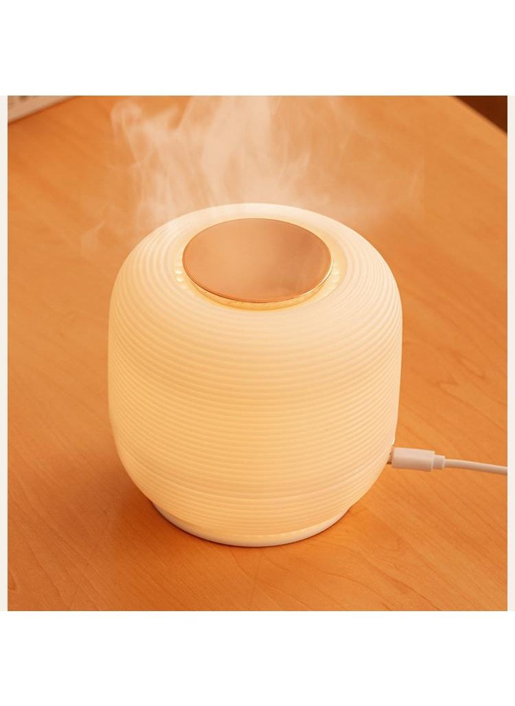 Y&D - 2 In 1 Usb Round White Desktop Humidifier And Aromatherapy Diffuser With Led Night Light For Bedroom And Office - Image 1