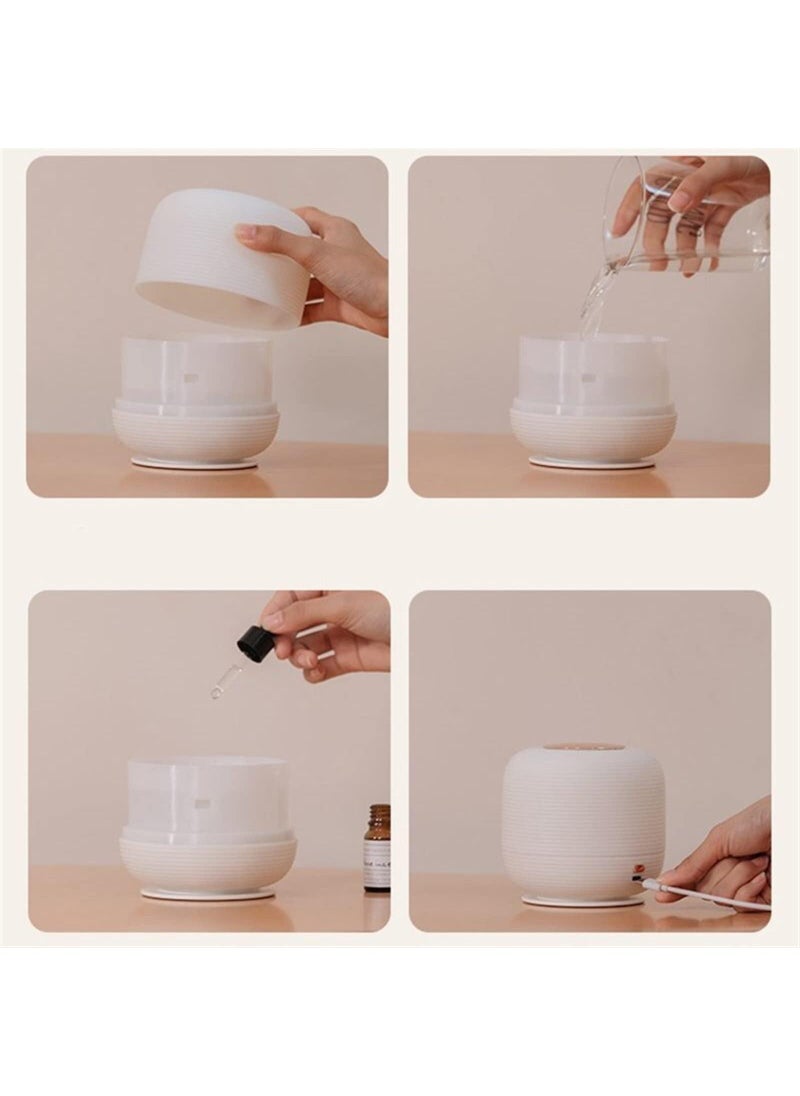Y&D - 2 In 1 Usb Round White Desktop Humidifier And Aromatherapy Diffuser With Led Night Light For Bedroom And Office - Image 1