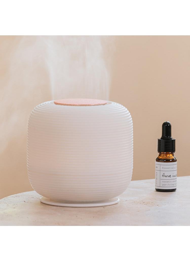 Y&D - 2 In 1 Usb Round White Desktop Humidifier And Aromatherapy Diffuser With Led Night Light For Bedroom And Office - Image 1