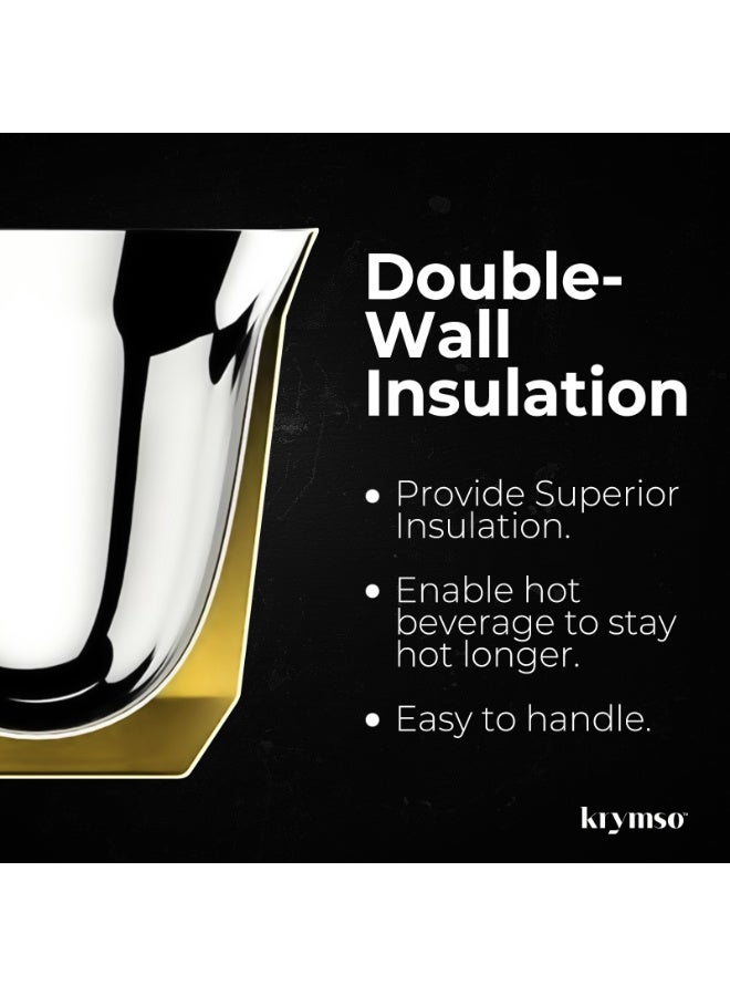 KRYMSO 80ml Espresso Cups, Double Wall Vacuum Insulted Stainless Steel Coffee Cup Set for Espresso, Turkish Coffee, Arabian Coffee and Tea, 2 Pack - Image 4