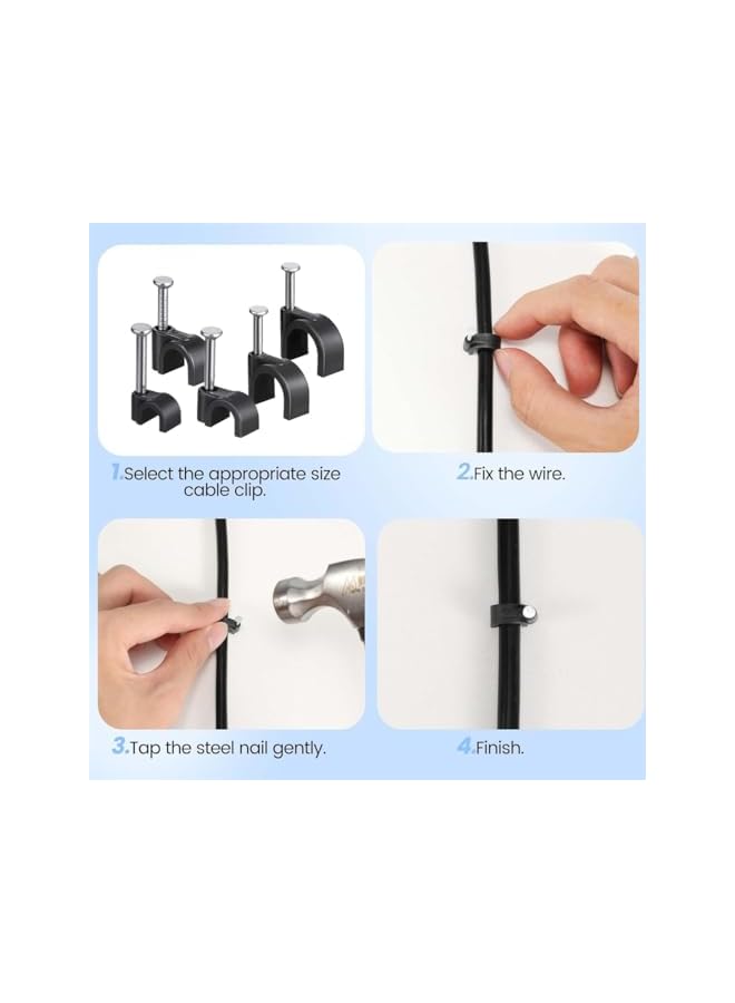 Green Tiger Cable Clips with Steel Nails, Cable Wall Clip, Half Clamp J-Hook with Nail for Wire Ethernet Cable, Telephone Cable, Home Desk TV Wire, Computer, Printer Cable, 5 Size, 4mm 5mm 6mm 8mm 10mm - Image 4