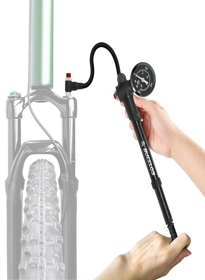 BUCKLOS Bike Shock Pump for Front Air Suspension Fork Rear Shocks Bicycle Tire Pump High Pressure 300 Psi Max for Mountain, Road Bikes and Motorcycle with Gauge No-Loss Schrader Valve Bike Tool - Image 1