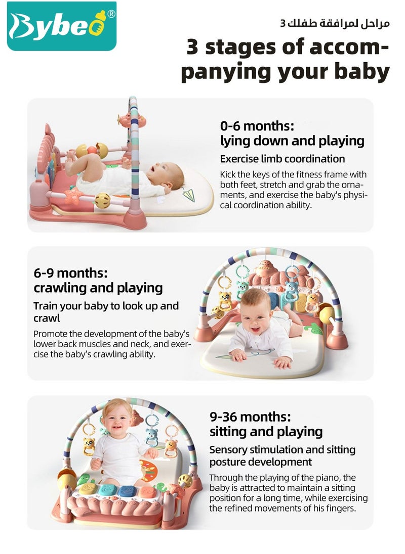 Bybeo Baby Play Gym Mat, Play Mats for Babies, Kick and Play Piano Gym Mats, Baby Gym Activity Play Mat with Toys and Cushion, Play Piano Activity Center with Music and Lights, for Infants Pre-learning  - Image 3