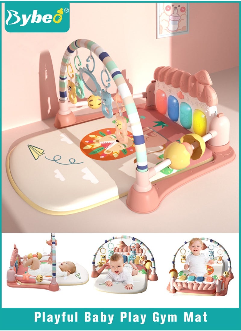 Bybeo Baby Play Gym Mat, Play Mats for Babies, Kick and Play Piano Gym Mats, Baby Gym Activity Play Mat with Toys and Cushion, Play Piano Activity Center with Music and Lights, for Infants Pre-learning  - Image 1