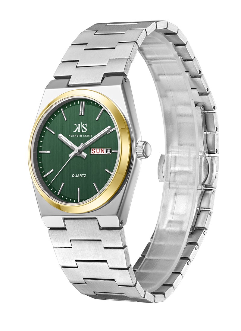 KENNETH SCOTT Kenneth Scott Men's Watch, Analog Display and Stainless Steel Strap - K24011-TBSH, Silver  - Image 2