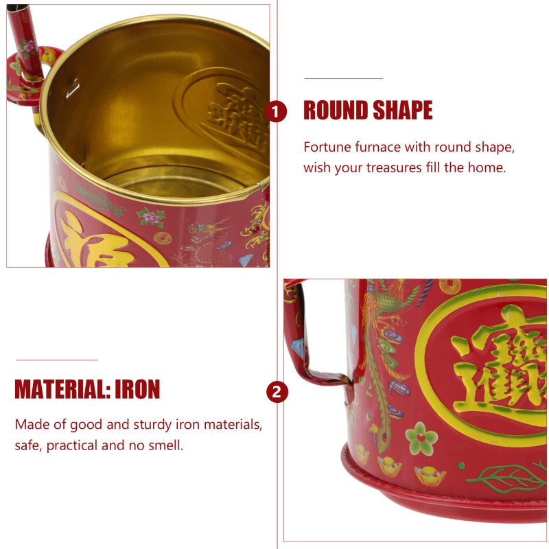 Small Round Iron Chinese Incense Burner For Outdoor Doorway Feng Shui Home Decoration - Image 4