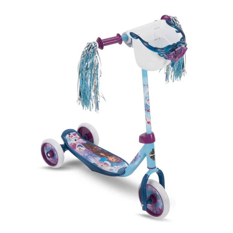 Huffy Disney Frozen 2 Toddler Scooter, Ideal for Ages 3+ Years Old, 3 Wheels, Handlebar Basket, Shimmering Streamers, Easy-Balance Scooter, Durable, Safe and Comfortable, Elsa and Anna Graphics