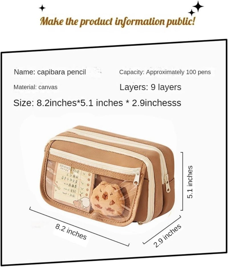 Preptep Korean Style Cute Pencil Case Large Capacity Pencil Pouch Aesthetic with Kawaii Doll, Zipper Pen Bag for Girl - Image 2
