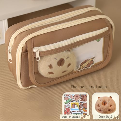 Preptep Korean Style Cute Pencil Case Large Capacity Pencil Pouch Aesthetic with Kawaii Doll, Zipper Pen Bag for Girl - Image 5
