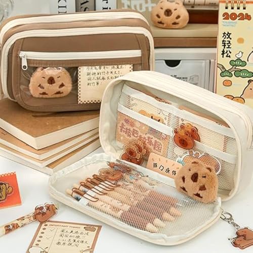 Preptep Korean Style Cute Pencil Case Large Capacity Pencil Pouch Aesthetic with Kawaii Doll, Zipper Pen Bag for Girl - Image 3
