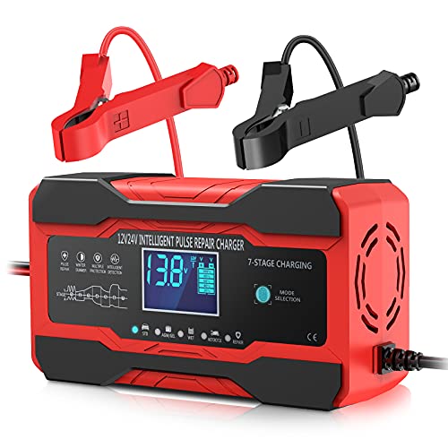 YONHAN Battery Charger 10Amp 12V and 24V FullyAutomatic Smart Car Battery Charger Battery Maintainer Trickle Charger and Battery Desulfator with Temperature Compensation