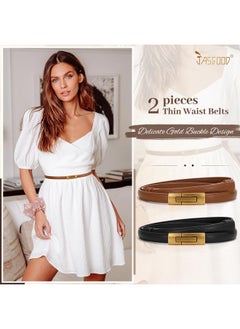 Women Skinny Belts Leather Thin Waist Belts For Dress Ladies Belts With Gold Buckle 2 Pack - pzsku/ZF6B09A97C1D5C351144BZ/45/_/1718271622/55622ea8-fc0f-41ef-9759-016447bcdafa