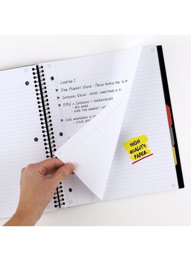 Five Star Advance Spiral Notebook, 5 Subject, College Ruled Paper, 200 Sheets, 28 x 21.6 cm, Black (73144) - Image 4
