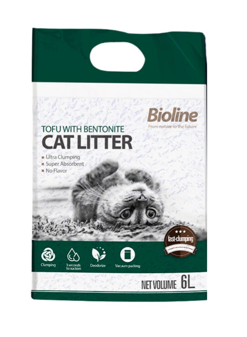 بايولاين رمل قطط بيولاين توفو مع البنتونيت 6 لتر