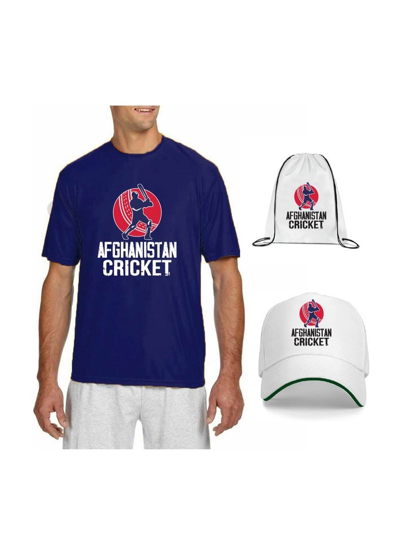 Afghanistan Unisex Sports Jersey T-Shirt Set-Afghanistan Sports Fan Jersey T-Shirt - T-Shirt,Drawstring Bag,Cap-T-Shirt,Scarf,Cap-Gift Set For Sports Events,Matches  - Image 1