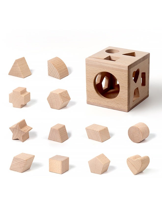 general Wooden Geometric Shape Sorting Box - 13 Holes 12 Shapes with Storage Box & Bag Bite-Safe Early Learning Toys for Babies - Image 1