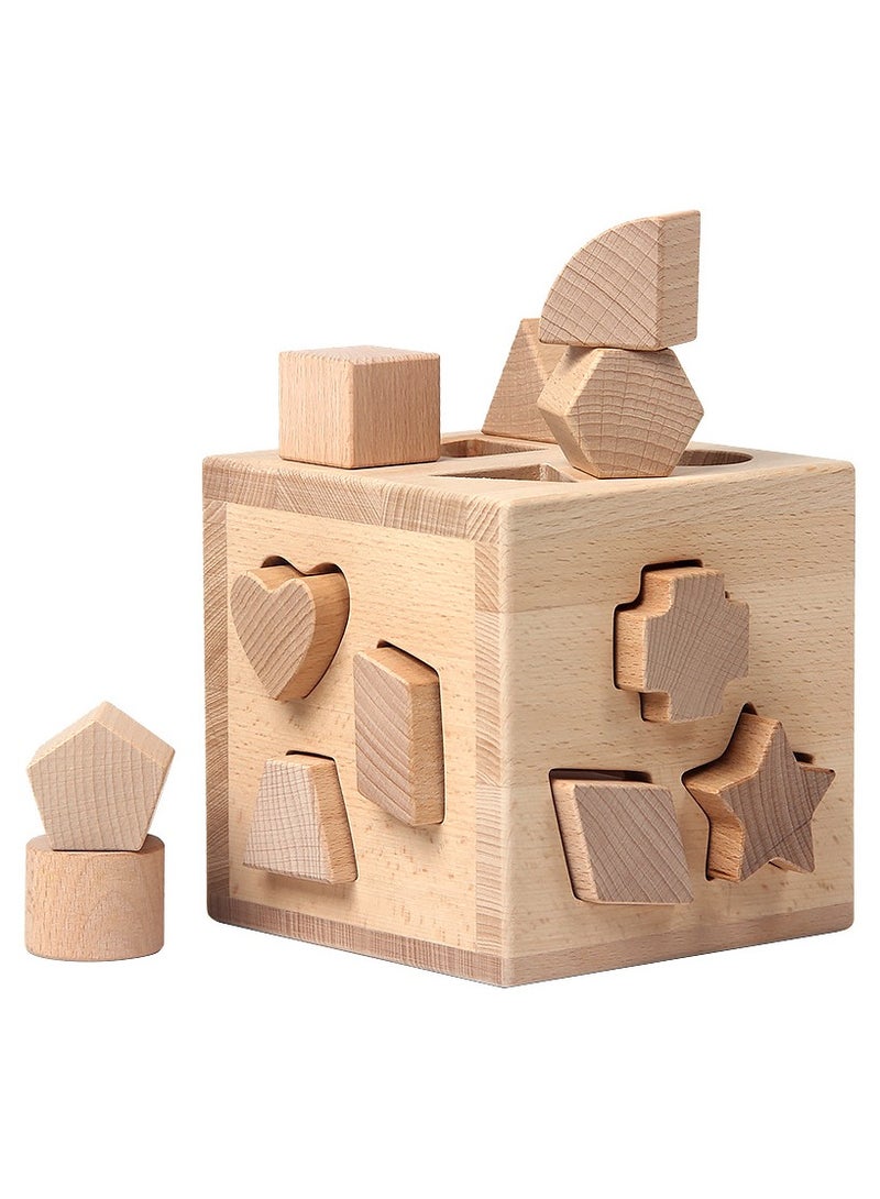 general Wooden Geometric Shape Sorting Box - 13 Holes 12 Shapes with Storage Box & Bag Bite-Safe Early Learning Toys for Babies - Image 3