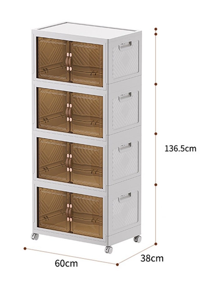 NKX 4 Layers Multi-Functional Foldable Storage Cabinet with Doors and Wheels (252L) - Image 2