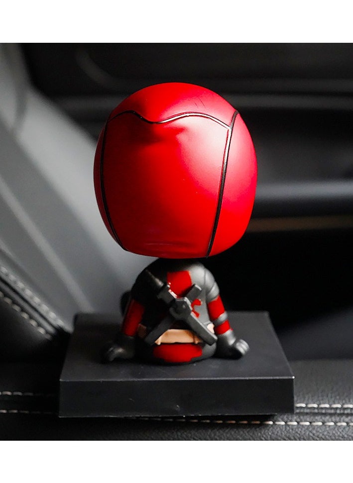Generic - Deadpool Bobblehead With Base For Car Dashboard Decoration, Premium Polyresin Statues, Bobblehead Phone Bracket For Desktop Decorations/Collectibles,Mobile Phone Stand， Gifts For Fans, Friends - Image 1