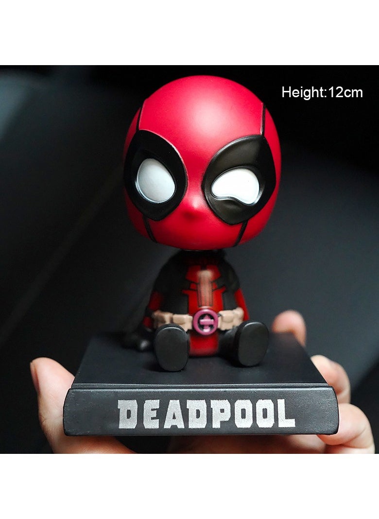 Generic - Deadpool Bobblehead With Base For Car Dashboard Decoration, Premium Polyresin Statues, Bobblehead Phone Bracket For Desktop Decorations/Collectibles,Mobile Phone Stand， Gifts For Fans, Friends - Image 1