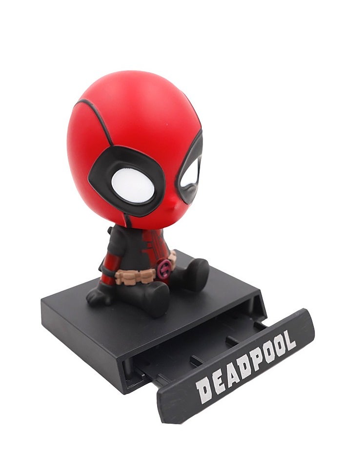 Generic - Deadpool Bobblehead With Base For Car Dashboard Decoration, Premium Polyresin Statues, Bobblehead Phone Bracket For Desktop Decorations/Collectibles,Mobile Phone Stand， Gifts For Fans, Friends - Image 1