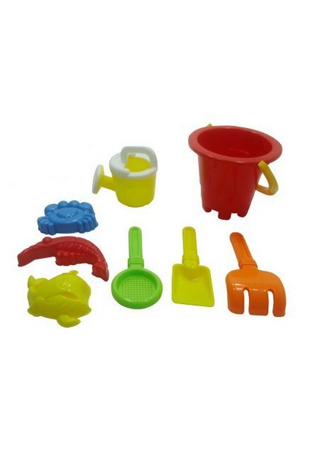 YMCtoys 6 Piece Kid's Mini Beach Sandbox Tool Play Set, Watering Bucket, Hand Tools, Sand Molds (Colors May Vary) - Image 1