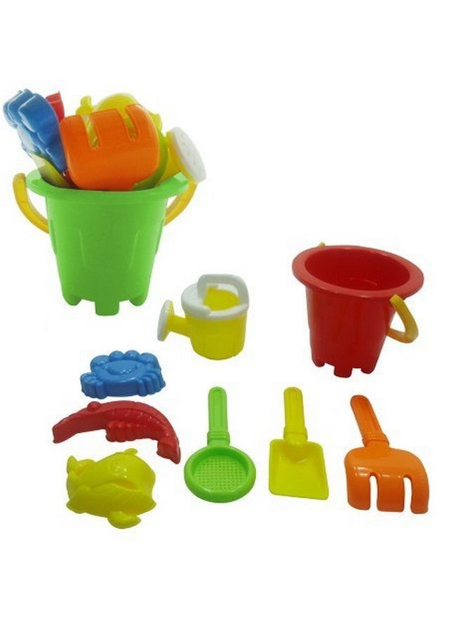 YMCtoys 6 Piece Kid's Mini Beach Sandbox Tool Play Set, Watering Bucket, Hand Tools, Sand Molds (Colors May Vary) - Image 2
