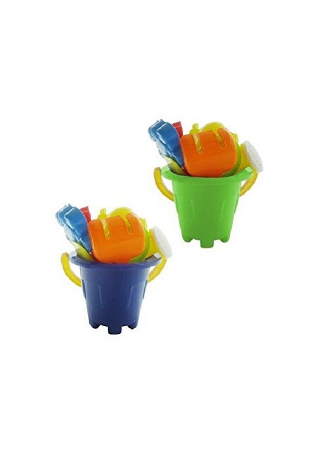 YMCtoys 6 Piece Kid's Mini Beach Sandbox Tool Play Set, Watering Bucket, Hand Tools, Sand Molds (Colors May Vary) - Image 3