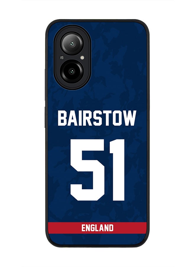 Stylizedd Rugged Black Edge Case for Realme C67 4G, Slim fit Case Flexible Anti Drop TPU Gel Thin Cover -  Team England Jonny Bairstow, Jersey No 51 - Image 1