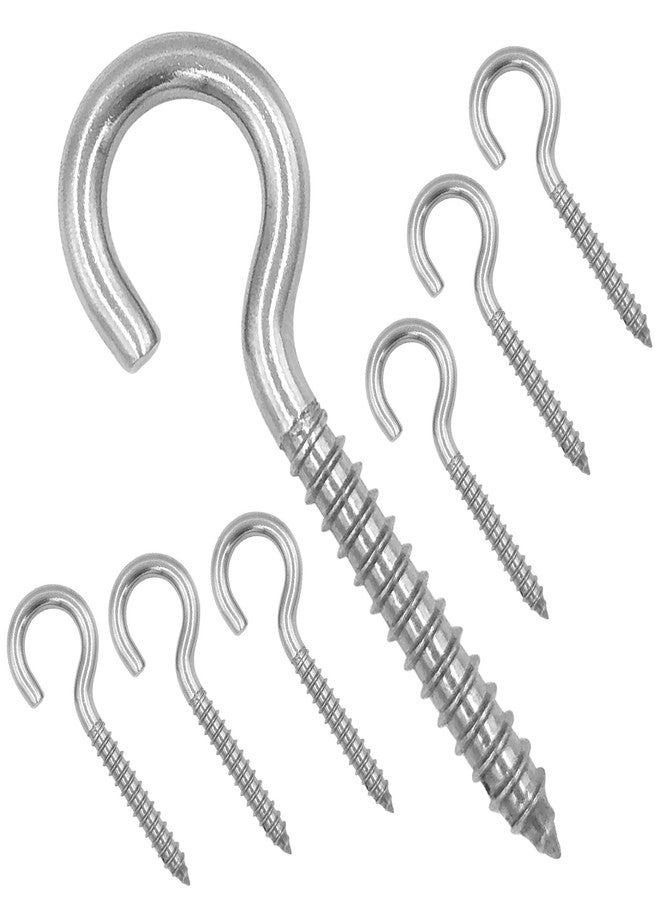 ZUSFUL 3.2 Inches 304 Stainless Steel Screw Eyes 6 Pack,Heavy Duty Screw in Hooks for Hammock Stand, Indoor Ceiling&Outdoor - Image 1