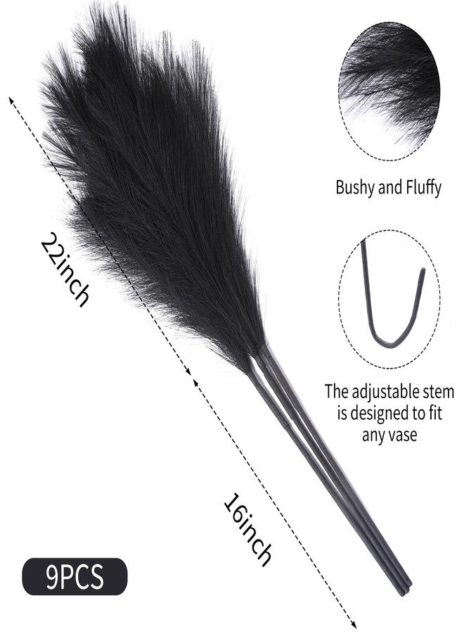 Wertuirk 9 Stems Black Pampas Grass - 38 Inch Tall Faux Pompous Grass Decor, Long Artificial Pompas Floral for Gothic Room Decoration, Wedding Flower Arrangement, Halloween and Home Decor (Black) - Image 2